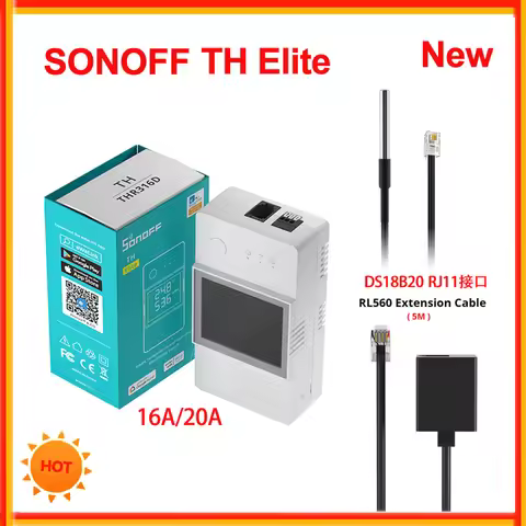 SONOFF TH Elite 16A 20A Wifi Smart Temperature and Humidity Monitoring Switch THS01 DS18b20 Sensor S