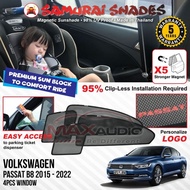 VOLKSWAGEN PASSAT B8 (Sedan) 2015 - 2019 X5 MAGNET KUAT Sunshade SAMURAI SHADES Magnetik Sun Shade P