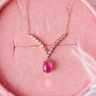 Rosenmarry/ สร้อยคอพลอยทับทิมแท้ ตัวเรือนเงินแท้ชุบพิงค์โกวล พร้อมกล่อง RN012 พลอยแท้เสริมดวง ของ