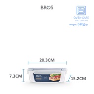 BROS Container Glass Click-In Rectangular | High Durability Food Safe Glass Container