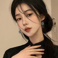Hs-shine retro new earrings retro new Chinese Style earrings Ethnic Style Female Asymmetrical Song D