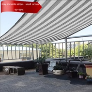 Striped Shade Fence - White Gray Net Privacy Cloth Balcony Sun Protection