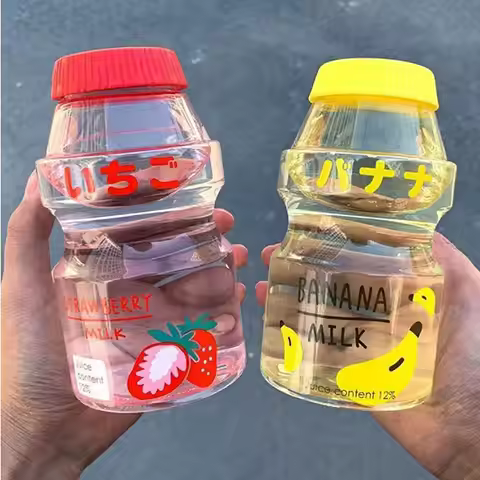 480ml Plastic Cute Yogurt Water Bottle Tour Drinking Bottle Yakult Shape Kawaii Milk Carton Shaker B