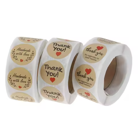 500Pcs/Roll Thank You Stickers Seal Labels Round Paper Label sticker for Decoration.