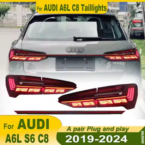 A set Car Through Tail Lights For Audi A6L A6 2019-2024 C8 Horch style full LED Tail Lamp Dynamic Tu