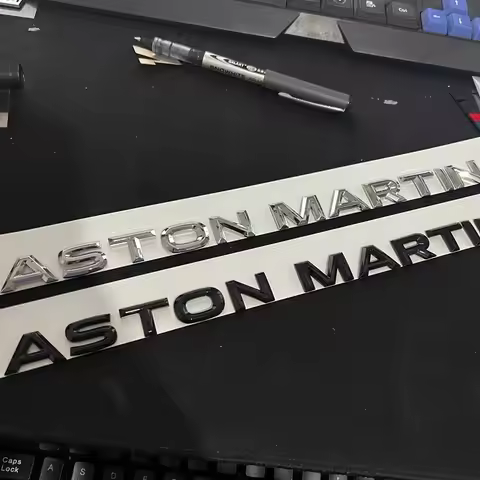 Aston Martin logo - ASTON MARTIN (in English letters) - trunk emblem - rear bumper sticker - modific