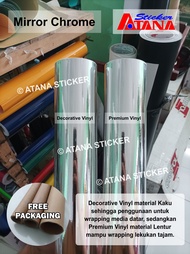 Skotlet Chrome Silver Perak Mirror Crome Crom Krum Metalik Film Satin Kaku Lentur Stiker Anti Gores