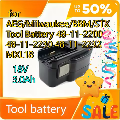 18V 3.0Ah High-Quality Ni-MH Rechargeable Battery for AEG/Milwaukee/BBM/STX Tool Battery 48-11-2200