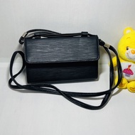 Authentic Russet Black 2-Ways Mini Sling Bag Clutches Wallet Purse Shoulder Bag 黑色迷你细肩包