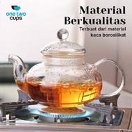 One Two Cup 800ml Heat Resistant Glass Teapot + Strainer