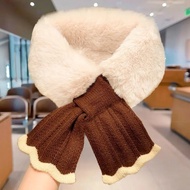 New People Get 5 Yuan off Fashion Bib Fishtail Plush Cross Bib Knitted Warm Scarf H1.19