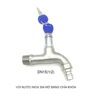 Vòi nước lạnh gắn tường mở bằng chìa khóa DN15 vật liệu inox 304 rất bền