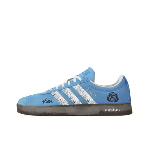 Custom Adidas VL COURT 2.0 Cloud Pattern Rose Low top German Army Trainers Unisex Blue JI0496(Team77