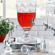 2L Glass Beverage Dispenser Embossed Crystal Iced Beverage Dispenser Suitable for Juice Tea