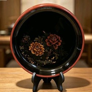 🇯🇵日本 八雲塗牡丹螺鈿漆盆 ｜昭和中古 | 連原盒 | 菓子缽 盤子  21cm  | 日本山根漆器店 | Japanese Lacquer Bowl 21cm Vintage