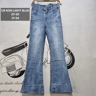 HW [Evasabrina88]Cutbray Pants Medium Blue Stretchy Jeans Nine O Nine Jeans