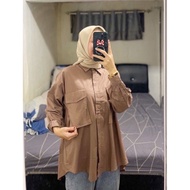 Atasan Kemeja Cradenza Silk Lengan Balon / Kemeja Basic Wanita Cradenza Silk Premium / Shimmer Shirt