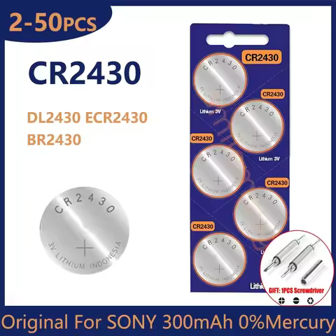 Original For SONY CR2430 Lithium Battery DL2430 BR2430 280mAh Button Coin Batteries for Key Fob Watc