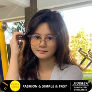 (JIUERBA) Round Frame Gradient Anti Radiation Eyeglasses for Women Korean Fashion Small Frame Eyegla