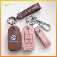 Volkswagen Tiguan Car Key Case Leather Passat Golf T-ROC Touran Ring