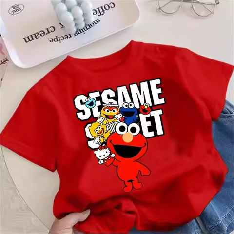 Elmo cartoon Kids Tee Top Boys Girls Set T-shirt Shorts 2pcs Tracksuit Outfit leisure Children Summe