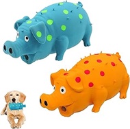 Andiker 2PC Dog Squeaky Toys, 8" Latex Dogs Chew Toy with Oinks Sound Grunting Pig Dog Toy for Denta