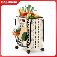 Popubear Utility Cart with 360-degree Swivel Wheels Foldable Shopping Cart Folding Shopping Cart wit
