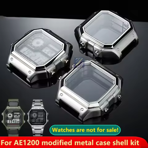 AE-1200 Case with Mirror glass for Casio AE1200/AE1300 Modified Metal Stainless Steel Case with Wate