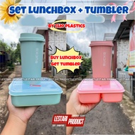 1 SET CLIO LUNCHBOX 3 SET + BUCKS TUMBLER | 3-Section Plastic LUNCHBOX | PLASTIC TUMBLER | DRINKING 