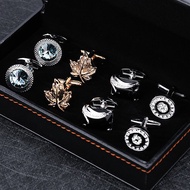 Cufflink Gift Box Four-Piece Set Gold Silver Tie Pinch Sleeve Nail Cufflink French Shirt Accessories