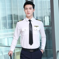 Captain Uniform Mens and Womens Shirt Air Pilot Long-Sleeved Hotel Security Work Clothes Air Pilot F