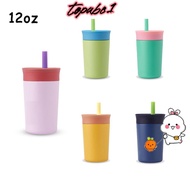 TOPABC1 Toddler Cup with Straw, Green/Black/Pink/Orange Stainless Steel Kids Water Bottle, Easy To C