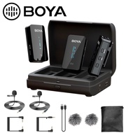 BOYA BY-XM6-K1 / K2 Wireless Lavalier Microphone Audio Video Recording Mic Charging Case for Smartphone Camera Computer