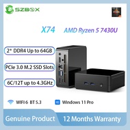 SZBOX  AMD Ryzen 5 7430U Mini PC 64GB DDR4 2TB NVME SSD WiFi 6 Windows Office Study Computer