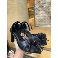 Super Beautiful Women's 8-inch Floral Bow Leather Strap High Heels A888GA