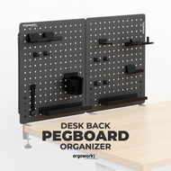Ergoworks Clamp-On Desk Back Pegboard Organizer Panel & Accessory Holder
