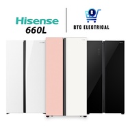 Hisense 660L Side by Side Glass Doors Inverter Fridge RS728N4AWU / RS728N4ABU / RS728N4AWPU Refriger