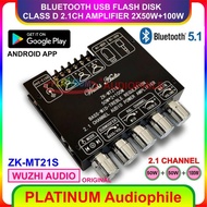 Bluetooth 5.1 Amplifier Class D Hifi Stereo Amplifier 2.1 CH 2x 50W + 100W Original ZK-MT21S
