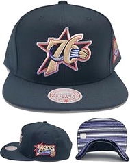 Mitchell & Ness Philadelphia 76ers New NBA Stripes Black Era Snapback Hat Cap