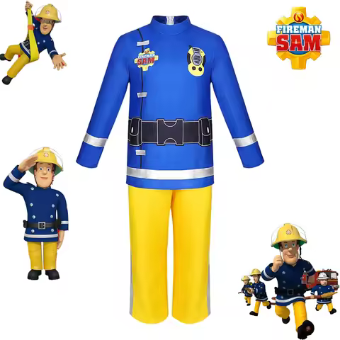 Costume de Cosplay Sam le Pompier pour Enfant, Tenue de Spectacles, Déguisement d'Halloween, Cadeau 