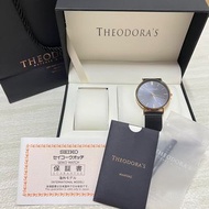 Theodora's｜Hera 簡約中性款金屬腕錶[小錶面] 深藍面-米蘭黑