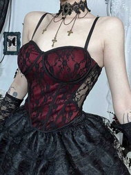 Red Gothic Lace Camisole - Sexy Abby Top