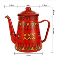 1.2L Enamel Coffee Pot Pour Over Milk Water Jug Pitcher Teapot Kettle for Gas Stove and Induction Co