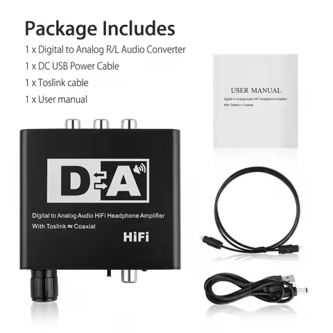 Hifi DAC Amp Digital To Analog Audio Converter RCA 3.5mm Jack Headphone Amplifier with Toslink Optic