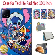 For Techlife Pad Neo 10.1 inch Cute cartoon Stitch tablet case high-quality leather, shockproof prot
