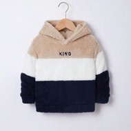 Young Boy Embroidered Fleece Patchwork Contrast Color Sweatshirt,Winter 80s School Back-To-School Y2