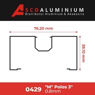 Aluminium, Alumunium "M" Polos Profile 0429 Kusen 3 Inch Alexindo