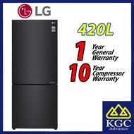 (Free Shipping) LG 420L GC-B529NQCM Bottom Freezer Fridge in Matte Black Finish Inverter Refrigerator