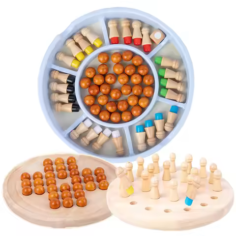 Children Classica Board Game Wooden Toys Memory Chess Single Chess Peg Solitaire Diamond Logical Thi