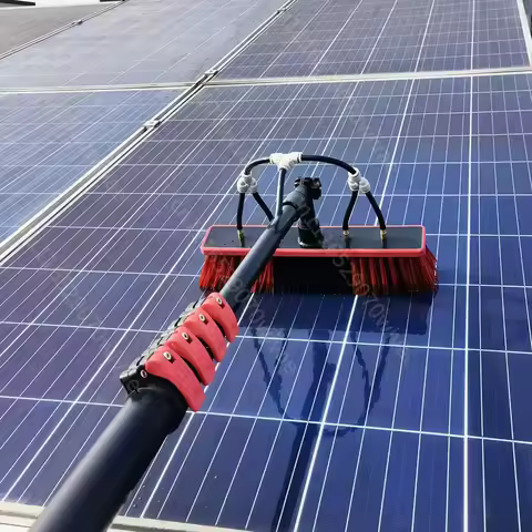 9m Window Cleaning Brush Telescopic Rod Photovoltaic Panel Cleaning Brush Water Spray Flow-through B